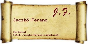 Jaczkó Ferenc névjegykártya