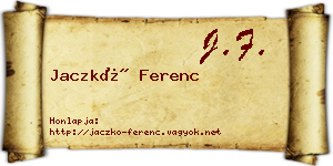 Jaczkó Ferenc névjegykártya